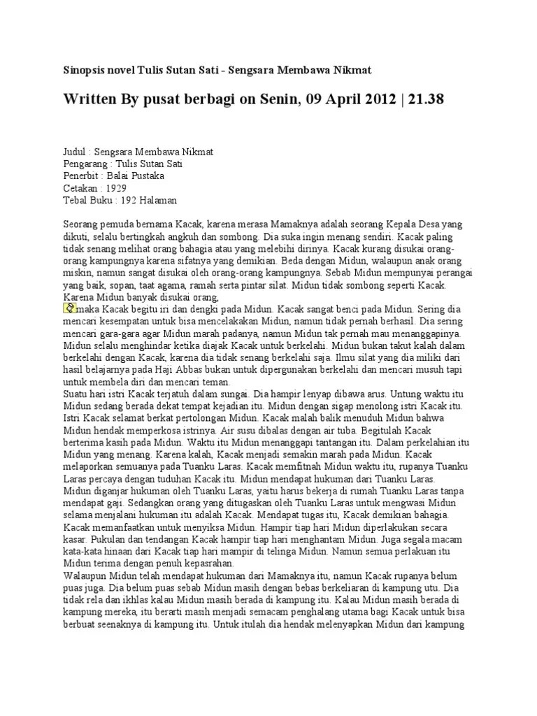 Sinopsis Novel Tulis Sutan Sati | PDF