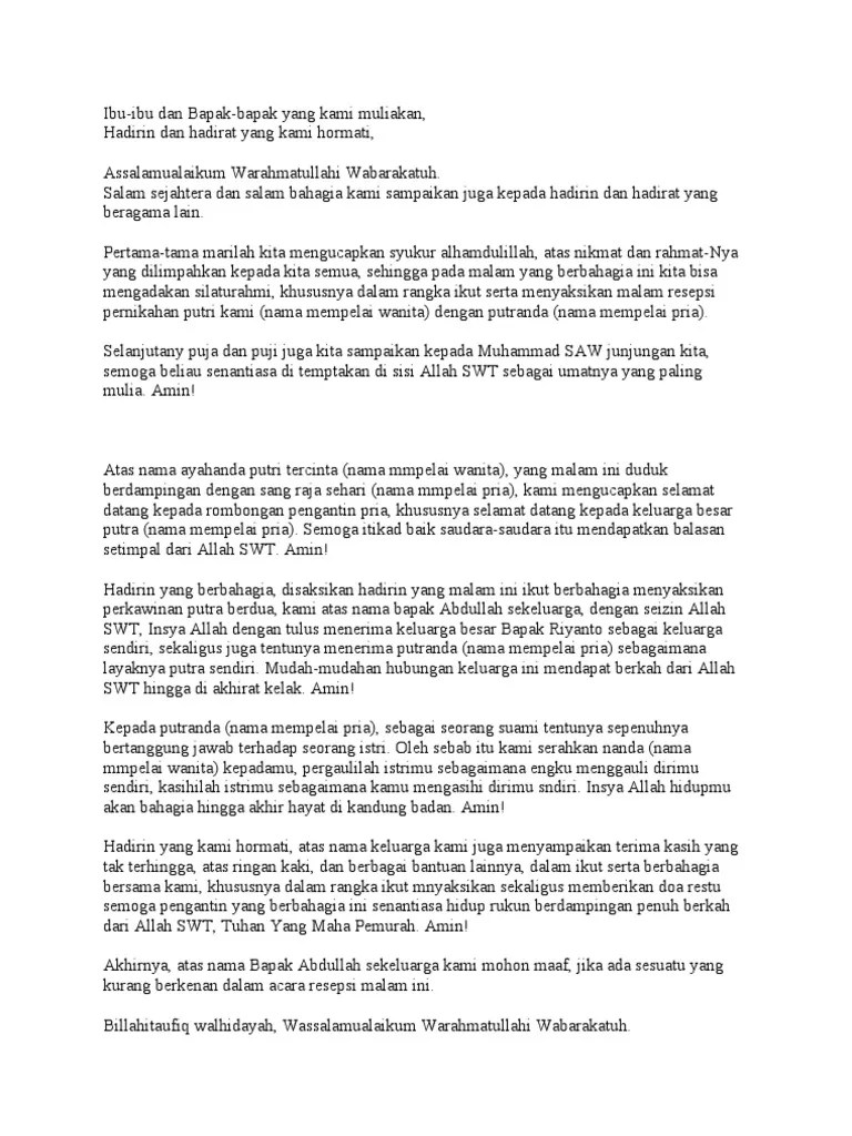 Contoh Kata Sambutan Acara Pernikahan