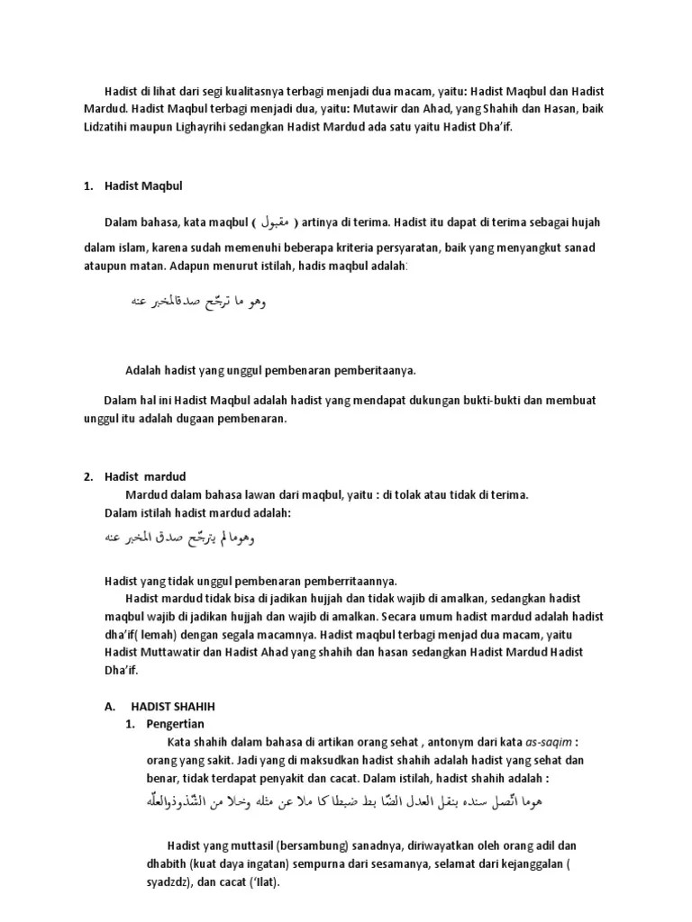 Contoh Hadits Shahih Lidzatihi Beserta Artinya - Nusagates