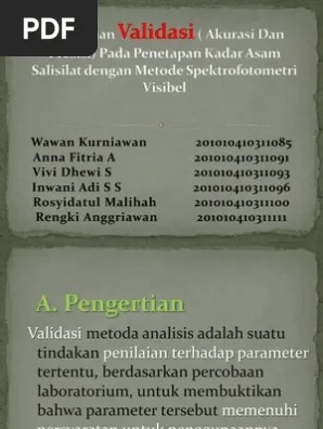 Penentuan Validasi (Akurasi Dan Presisi) Pada | PDF