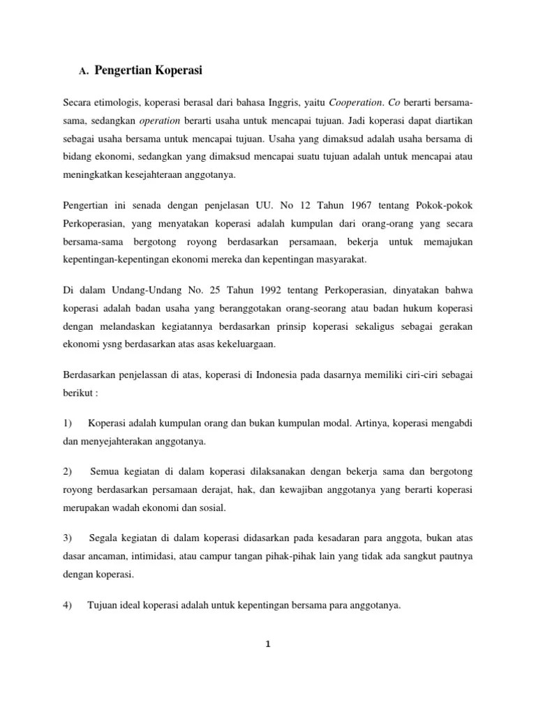 Tujuan Koperasi Menurut Uu No 25 Tahun 1992 - Tentang Tahun