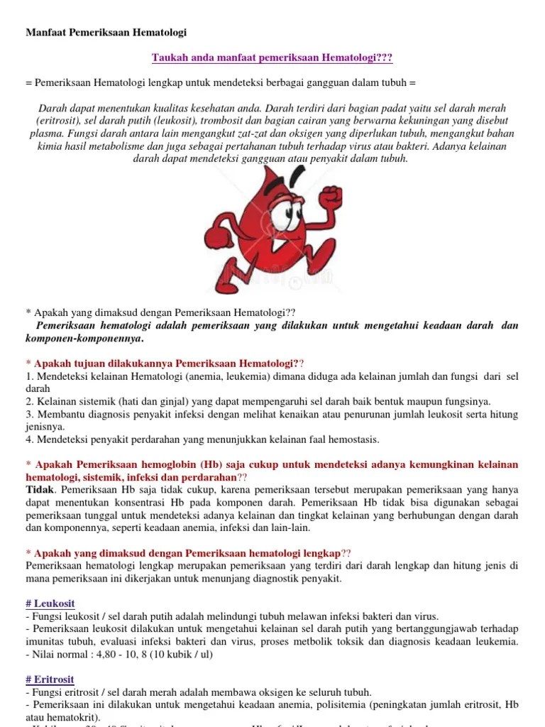 Manfaat Pemeriksaan Hematologi | PDF