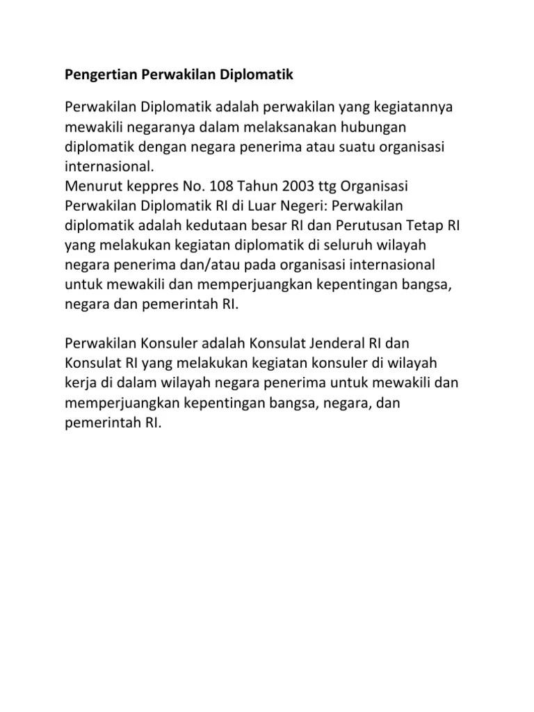 Pengertian Perwakilan Diplomatik | PDF