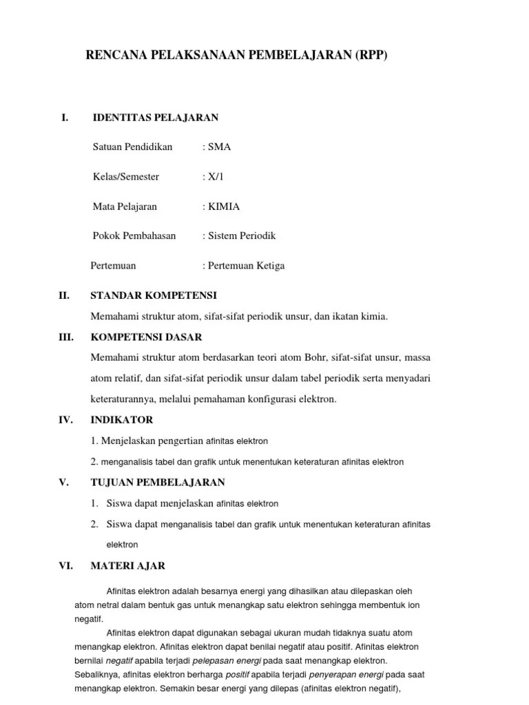 RPP Afinitas Elektron | PDF