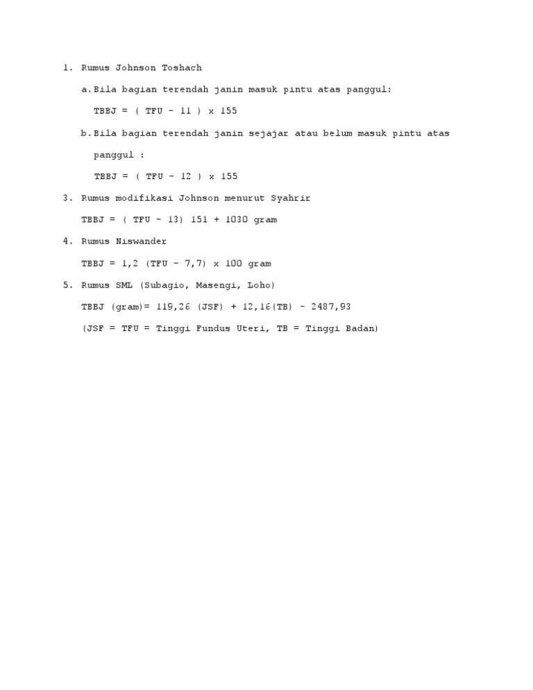 Rumus TBBJ | PDF