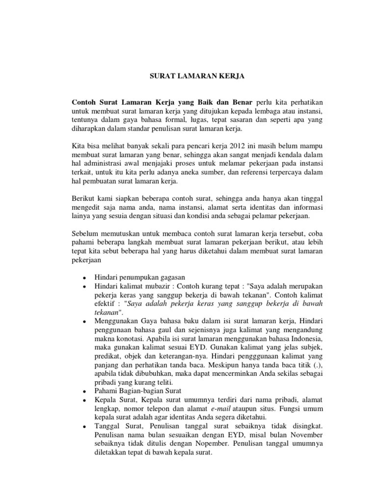 Contoh Surat Lamaran | PDF