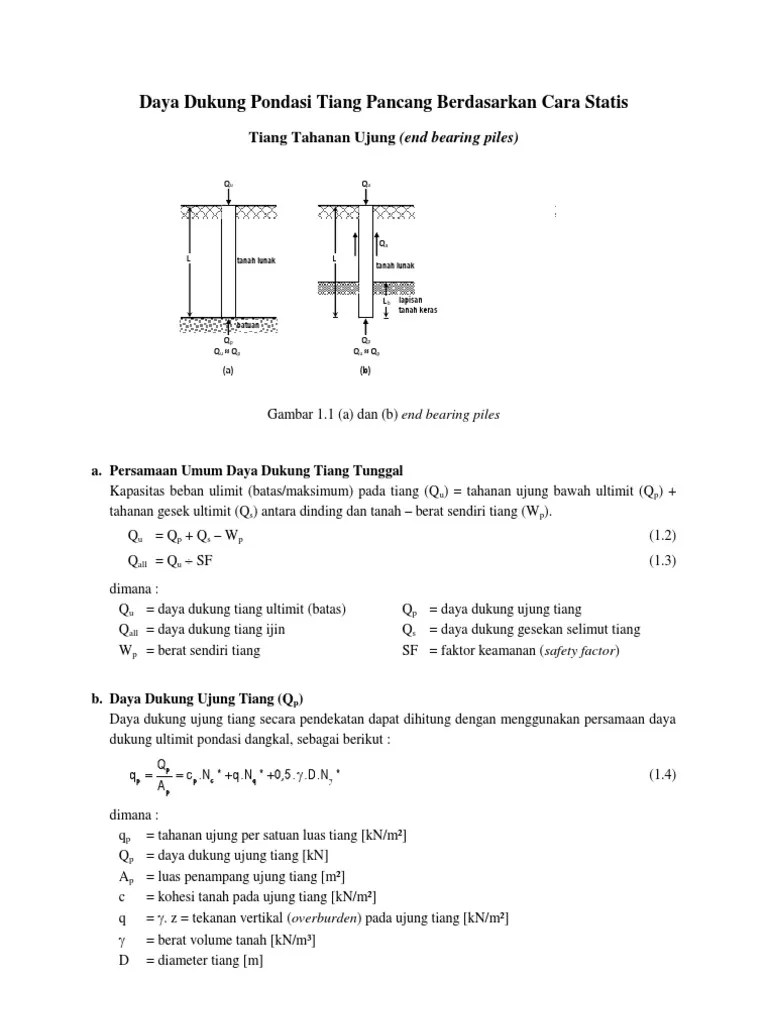 Daya Dukung Pondasi Tiang Pancang Statis | PDF