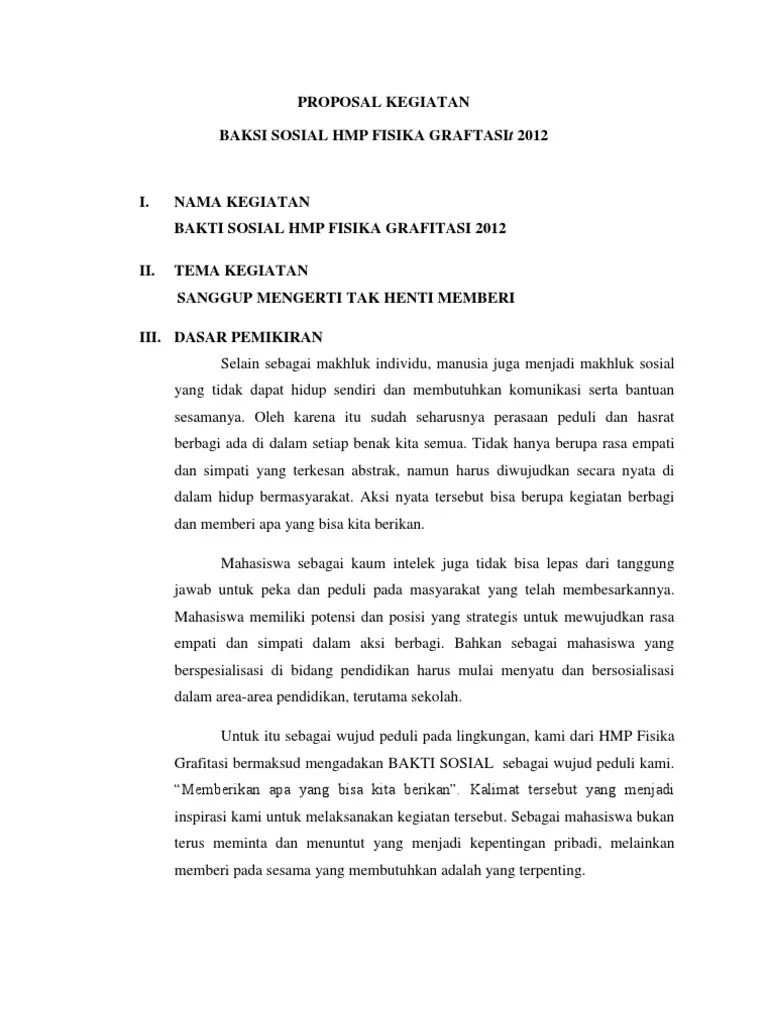 Proposal Kegiatan Baksos 2012 | PDF