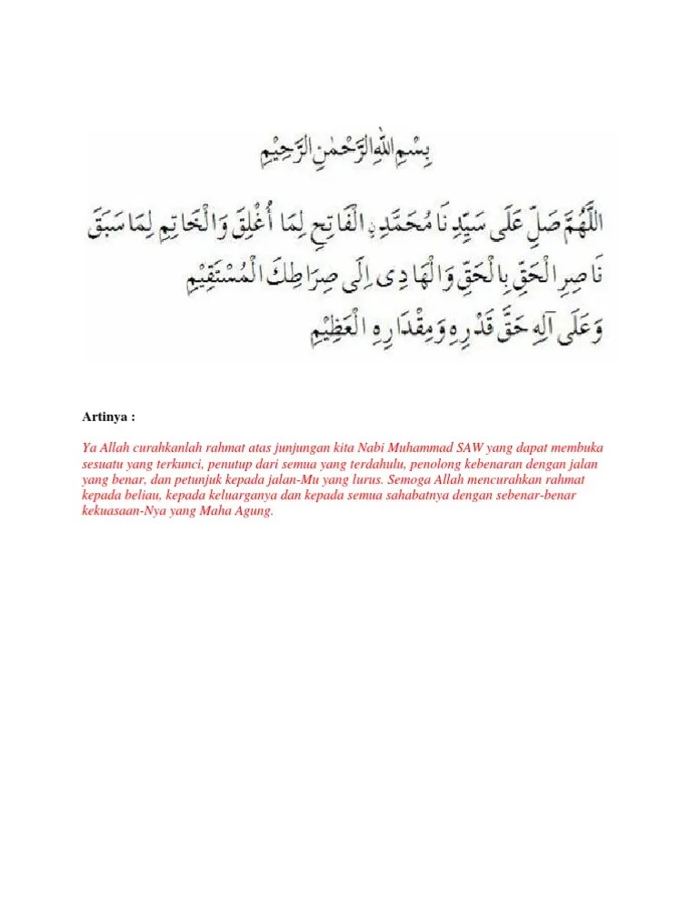 Sholawat Fatih Dan Artinya