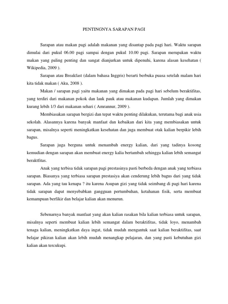 Pentingnya Sarapan Pagi | PDF