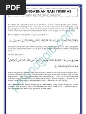 Ilmu Pengasihan Nabi Yusuf | PDF
