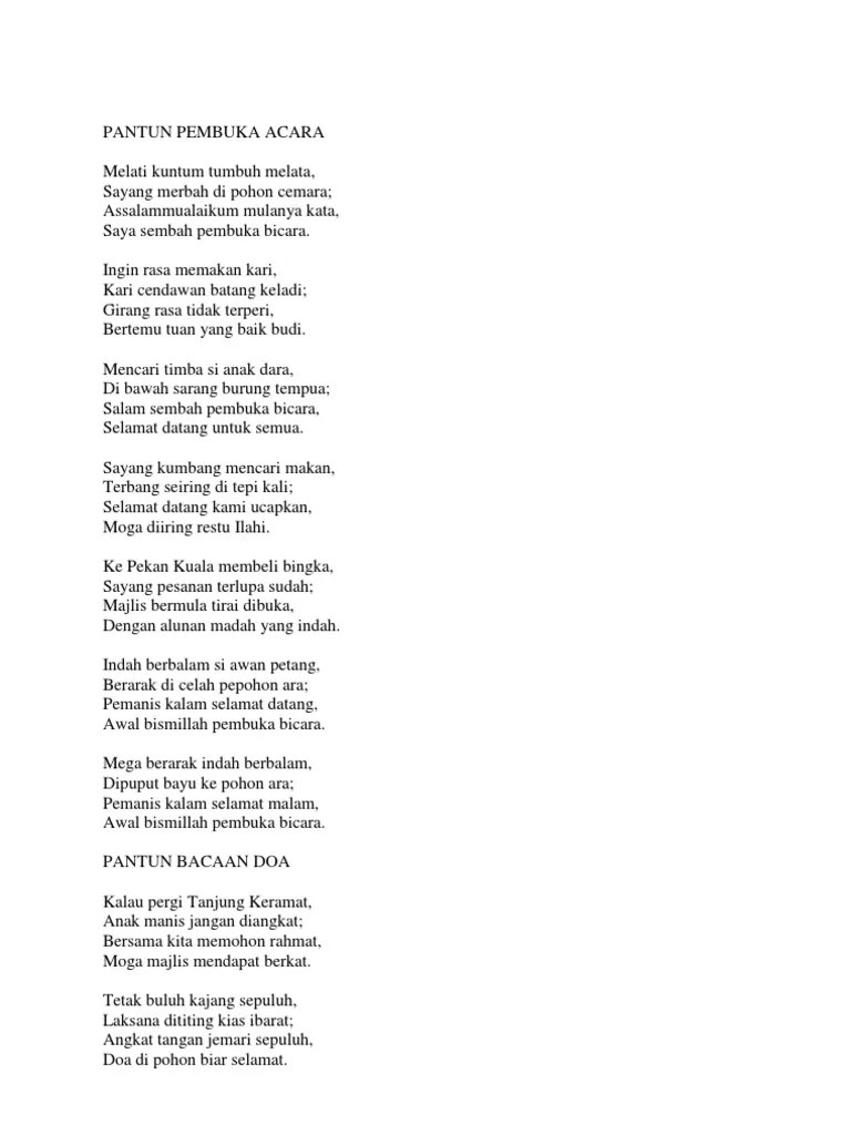 Pantun Melayu Pembuka Dan Penutup Acara – Rasanya