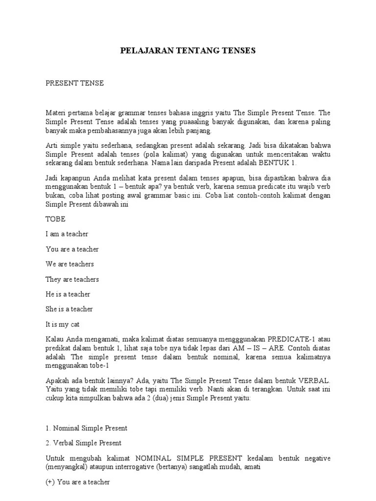 16 Tenses Bahasa Inggris | PDF