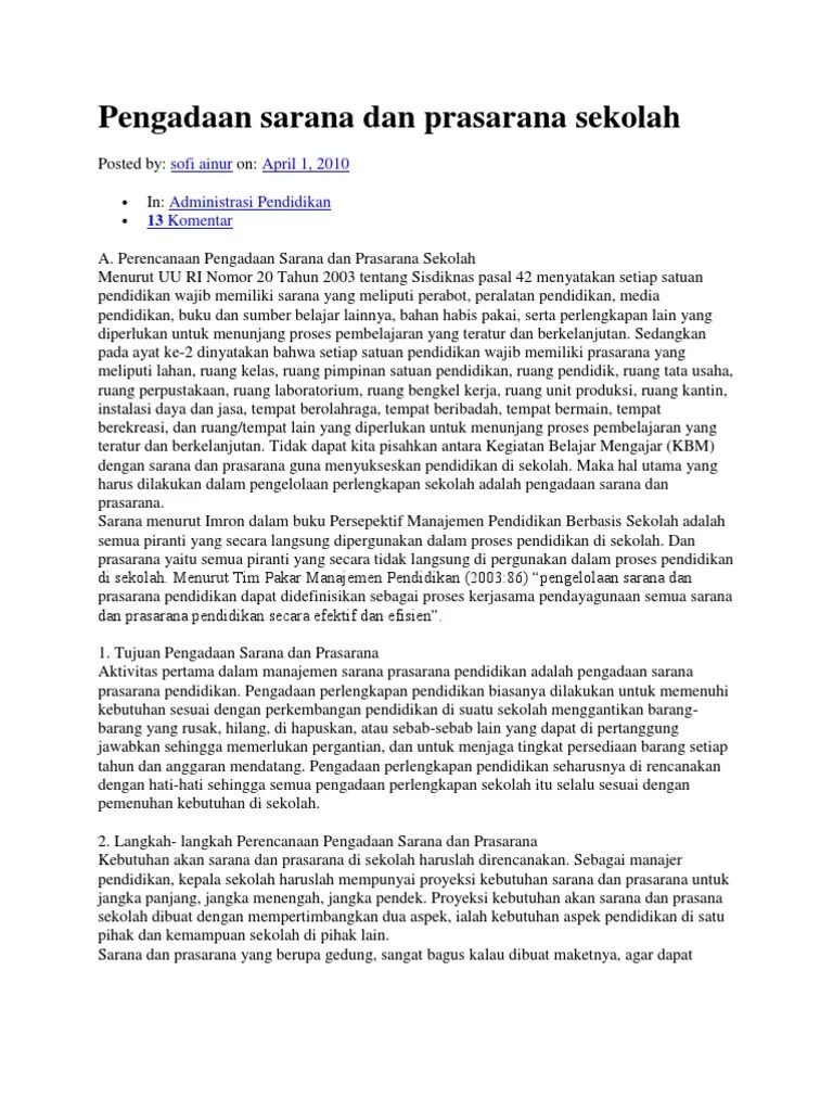 Usulan Pengadaan Sarana Dan Prasarana | PDF