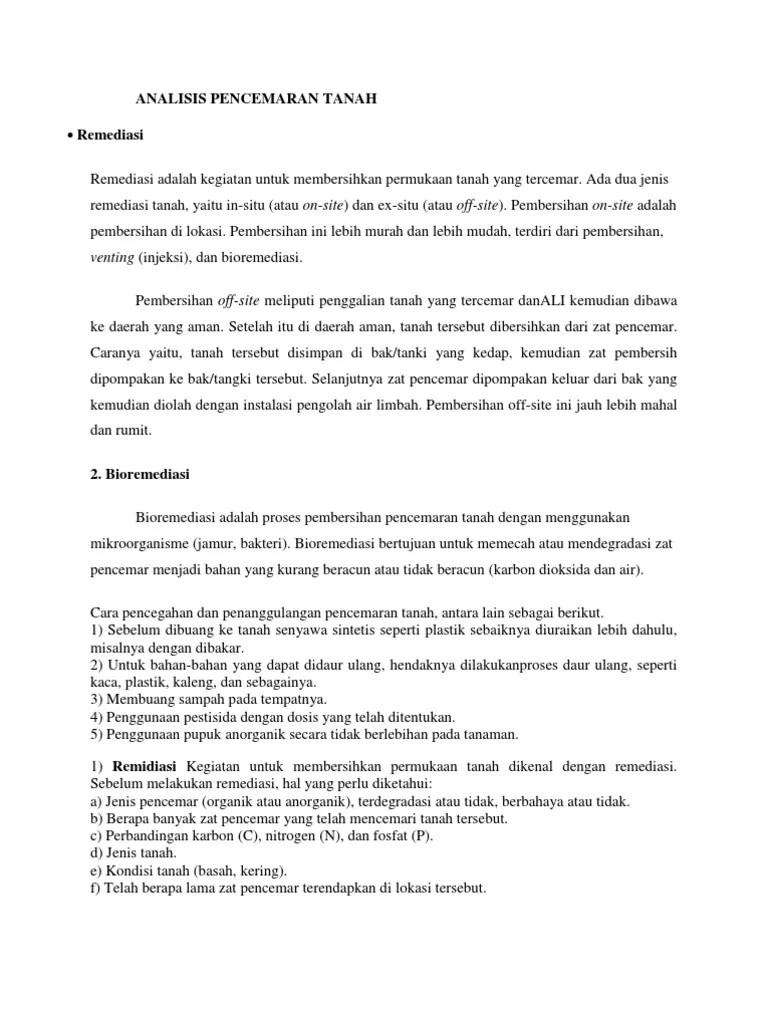 Analisis Pencemaran Tanah | PDF