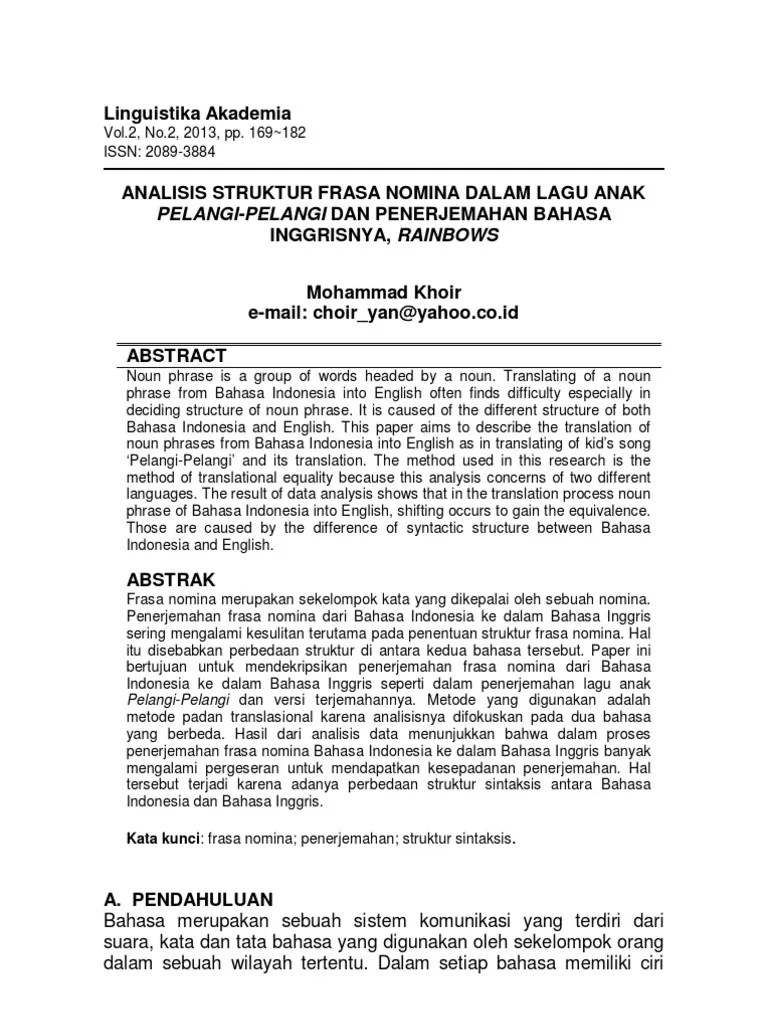 05 Analisis Struktur Frasa Nominal Dalam Lagu Pelangi Pelangie | PDF