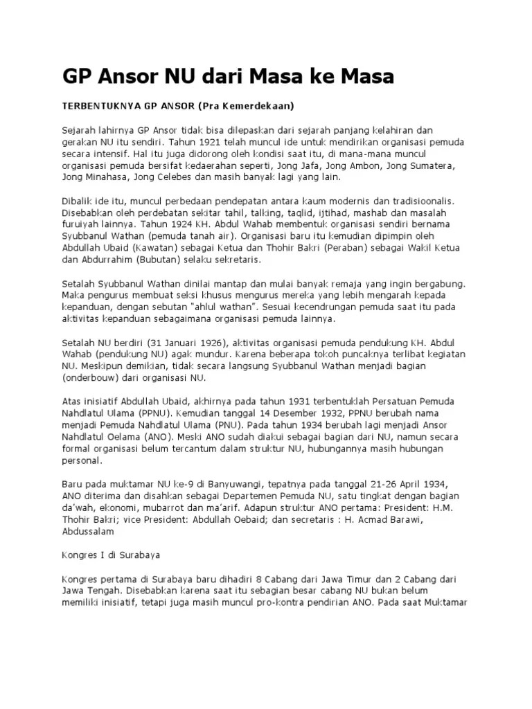 GP Ansor NU Dari Masa Ke Masa | PDF