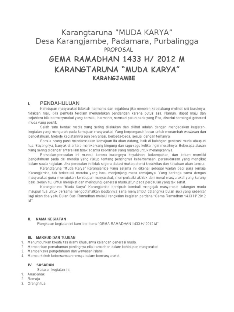 Proposal Ramadhan Karang Taruna | PDF