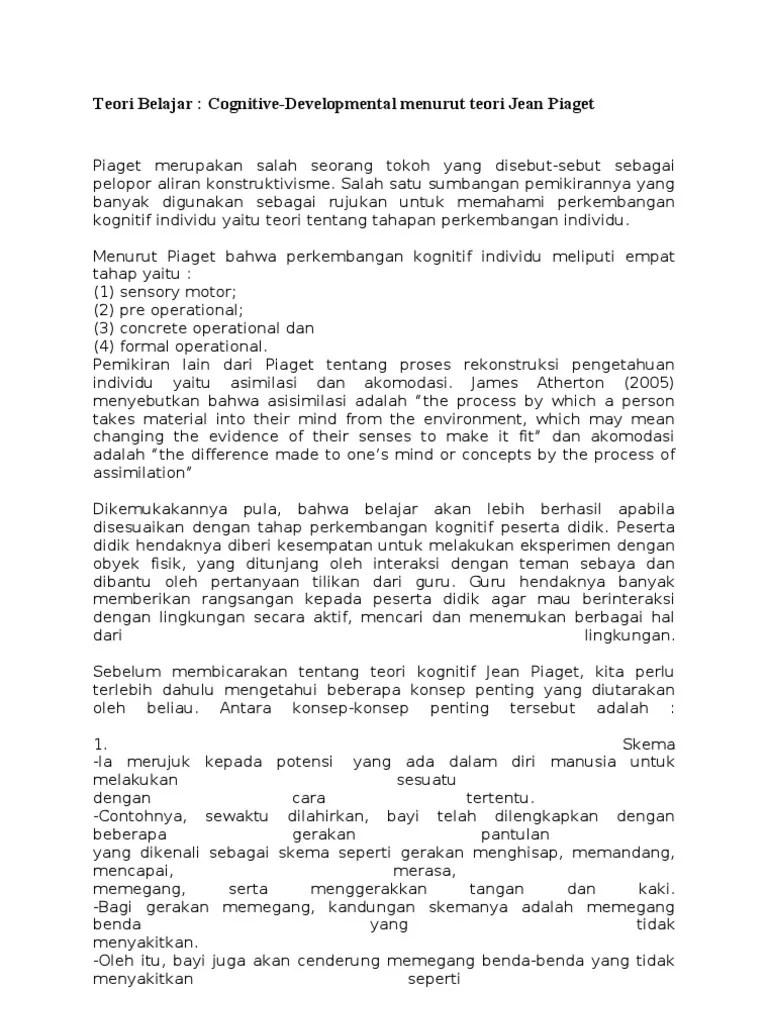 Teori Cognitive Jean Peaget | PDF