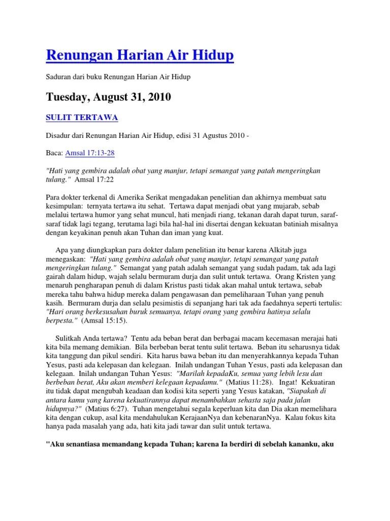 Renungan Harian Air Hidup | PDF