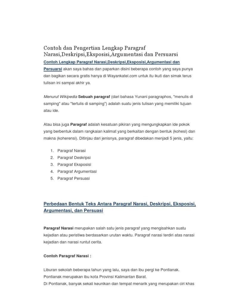 Contoh Dan Pengertian Lengkap Paragraf Narasi | PDF