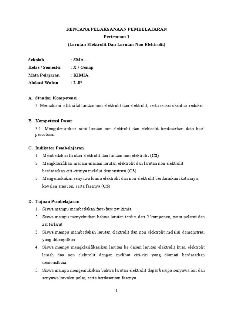 Contoh Laporan Praktikum Kimia Larutan Elektrolit Dan Non Elektrolit -  Nusagates
