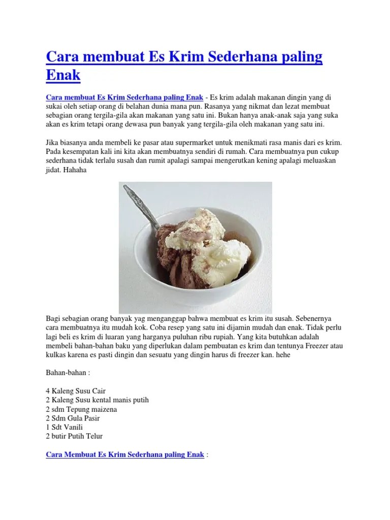 Cara Membuat Es Krim Sederhana Paling Enak | PDF