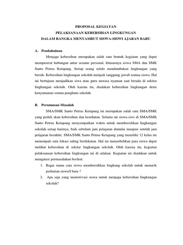 Proposal Kegiatan Kebersihan Sekolah | PDF