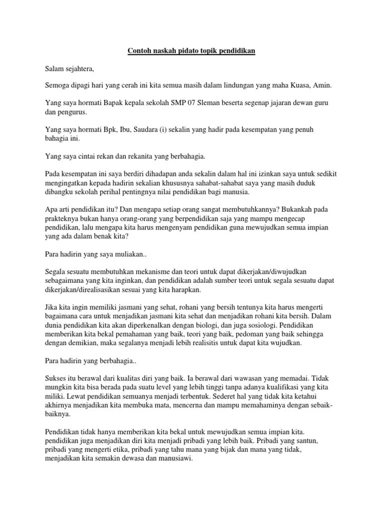 Contoh Naskah Pidato Tentang Pendidikan