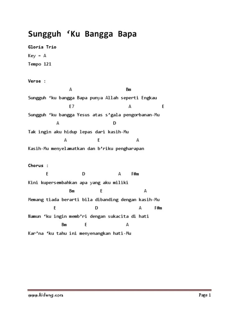 Sungguh Ku Bangga Bapa Punya Allah Seperti Engkau Lirik