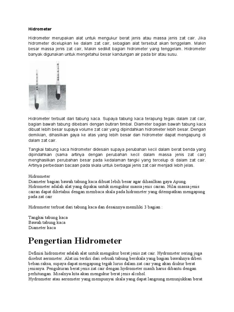 FNI - Penetapan Berat Jenis Zat Cair Dengan Hydrometer9 | PDF