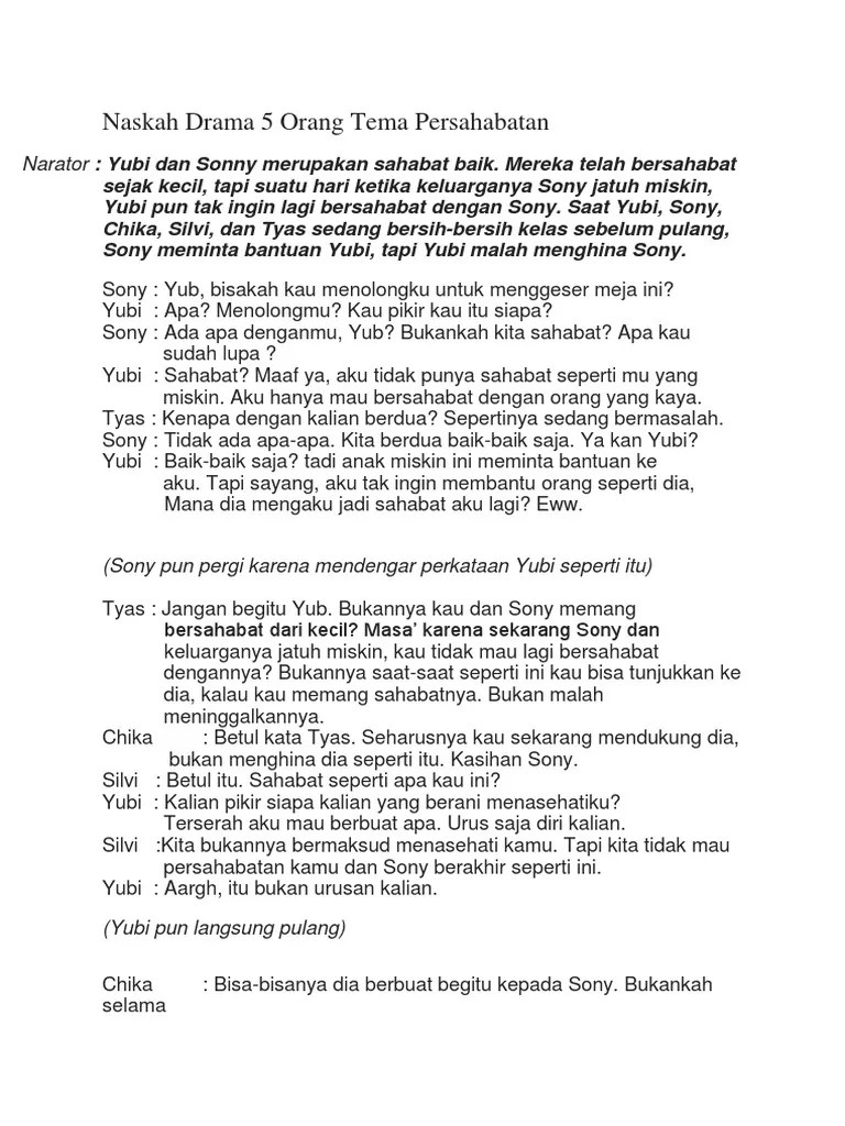 Contoh Drama Pendek 5 Orang - Mosaicone