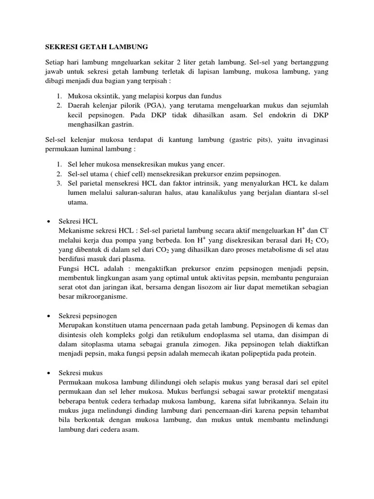 Sekresi Getah Lambung PBL 1 | PDF