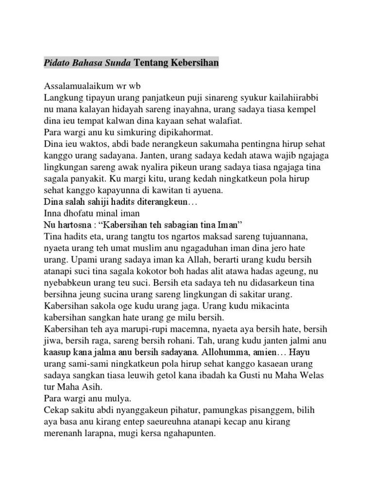 Pidato Singkat Bahasa Sunda Tentang Kebersihan Lingkungan Sekolah