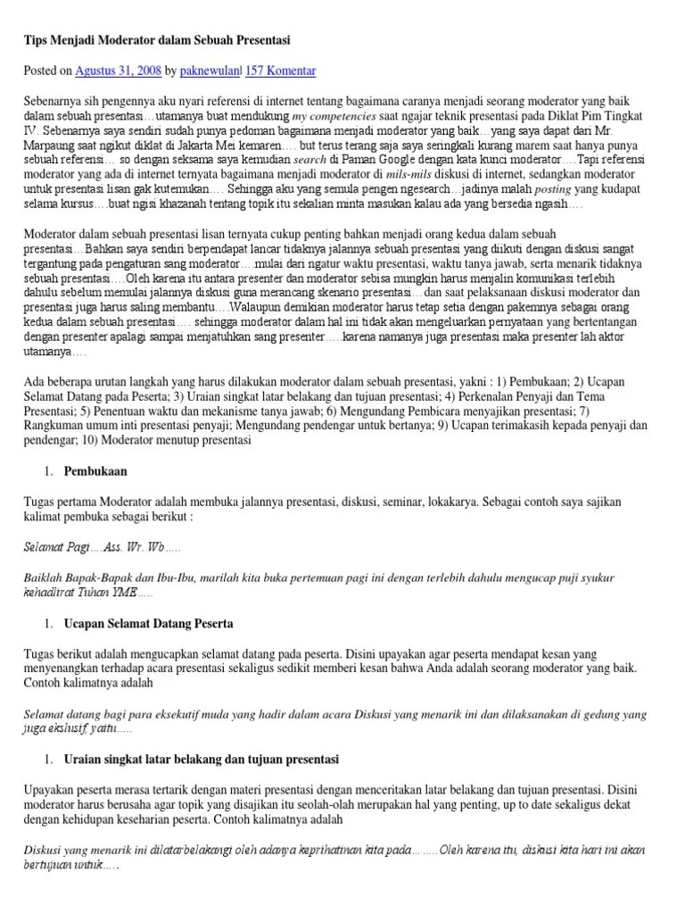 Menjadi Moderator Dalam Sebuah | PDF
