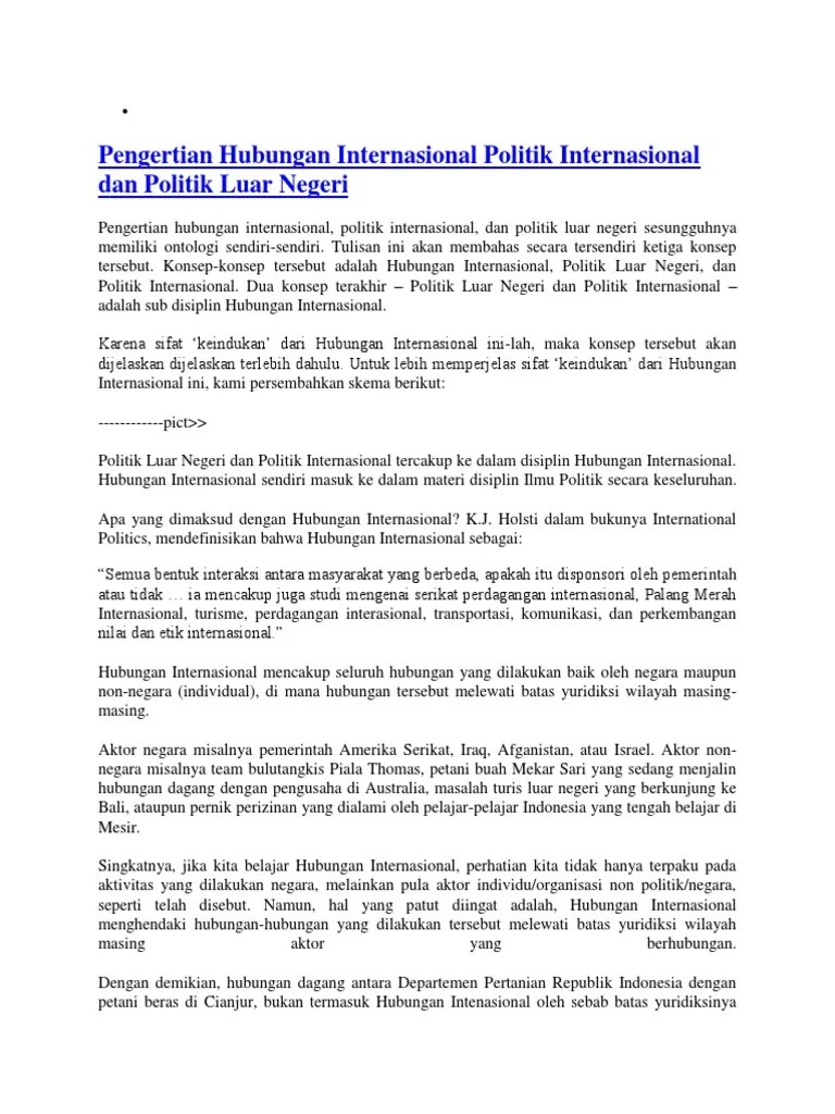 Jelaskan Pengertian Politik Luar Negeri Indonesia Dalam Menjalin Hubungan  Internasional