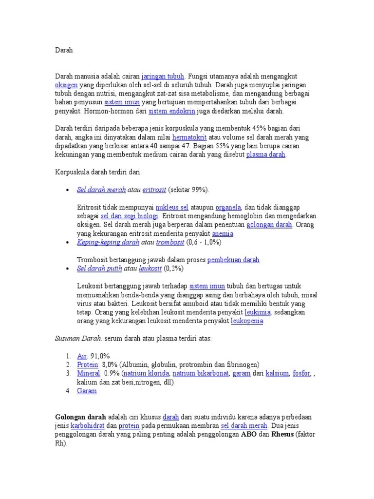 Penyakit Karena Kekurangan Sel Darah Merah Atau Cairan Darah Disebut - Coba  Sebutkan