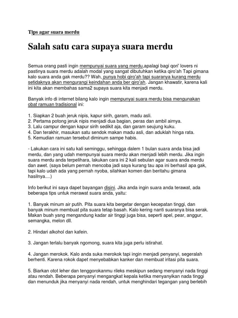 Tips Agar Suara Merdu | PDF