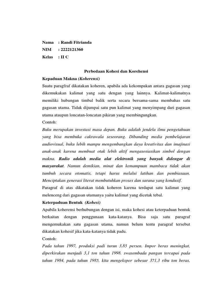 Perbedaan Kohesi Dan Korehensi | PDF