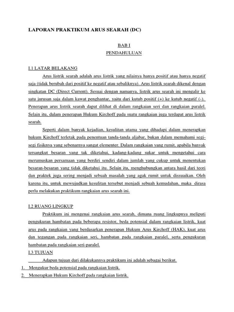 Laporan Praktikum Arus Searah | PDF