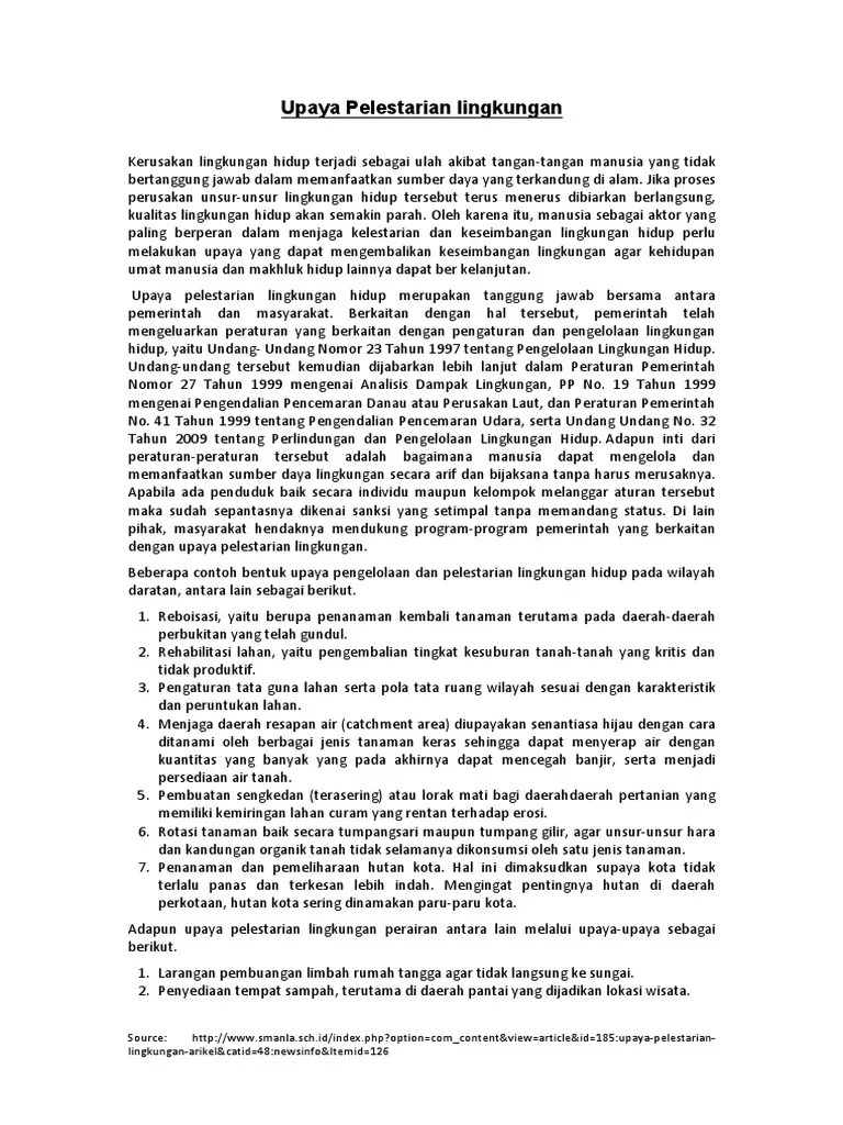 Upaya Pelestarian Lingkungan | PDF