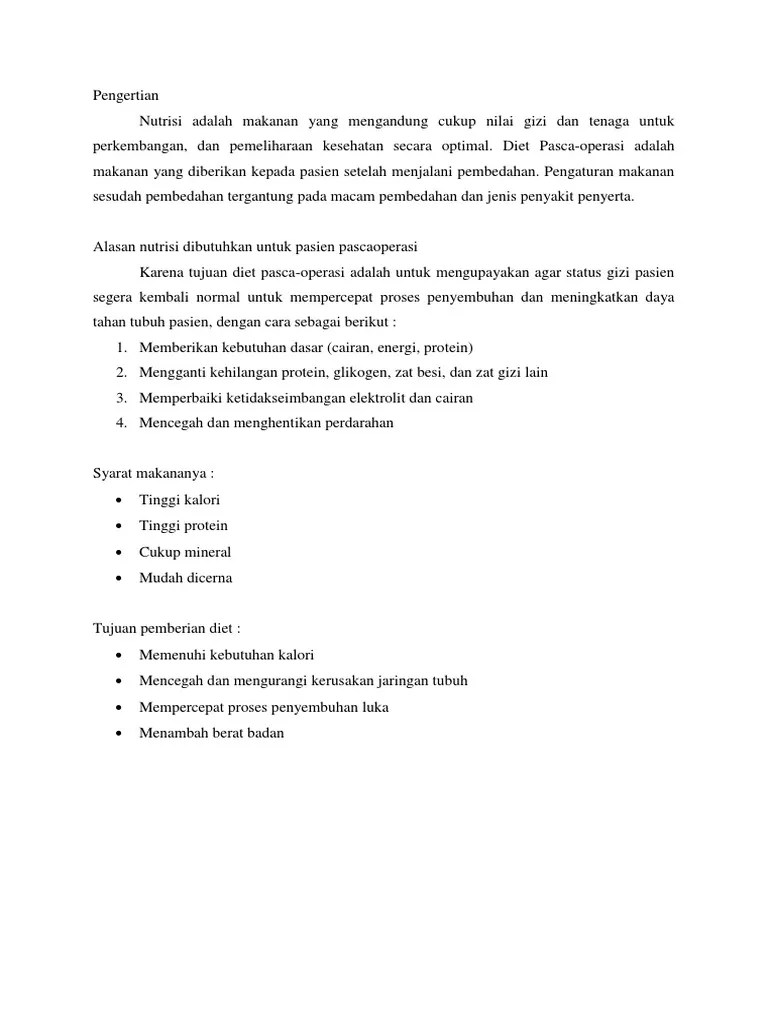 Diet Pasca Bedah | PDF