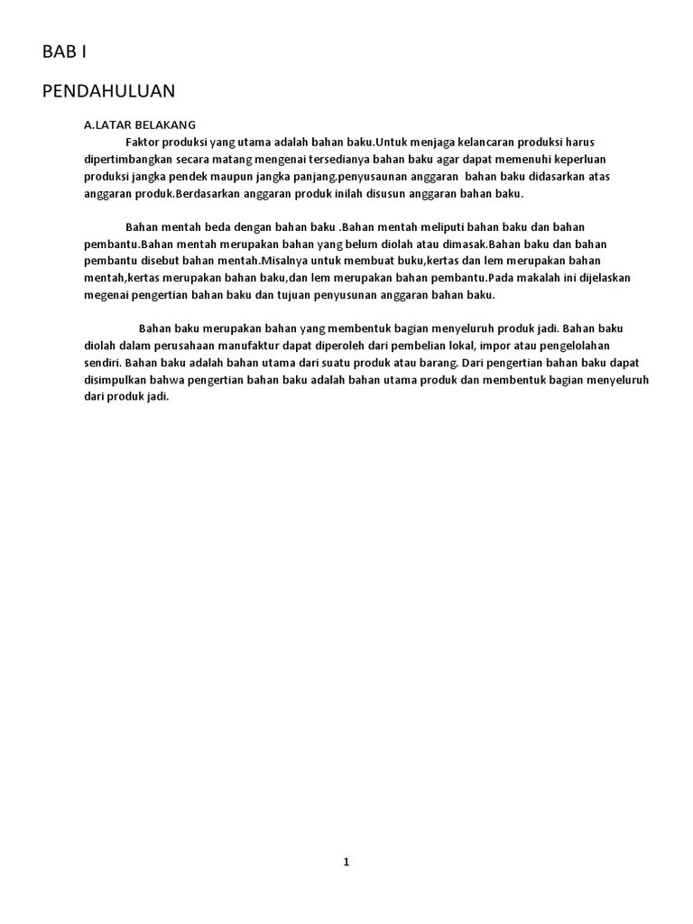 Anggaran Bahan Baku Milva .