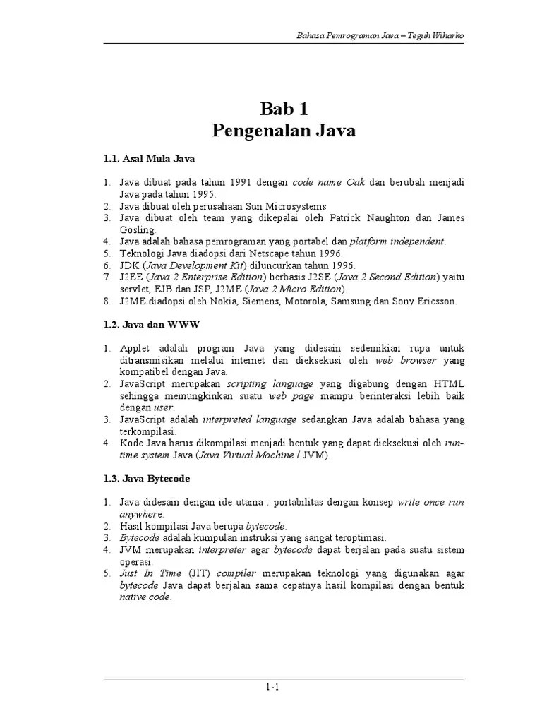 1 Bab 1 Pengenalan Java | PDF