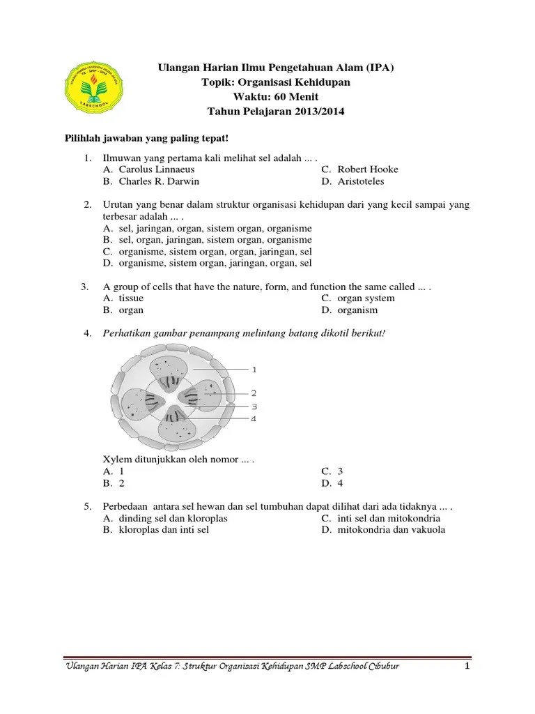 Les Privat SMP Klaten Murah Terbaik: Organisasi Kehidupan Smp Kelas 7  Kurikulum 2013 Terkini