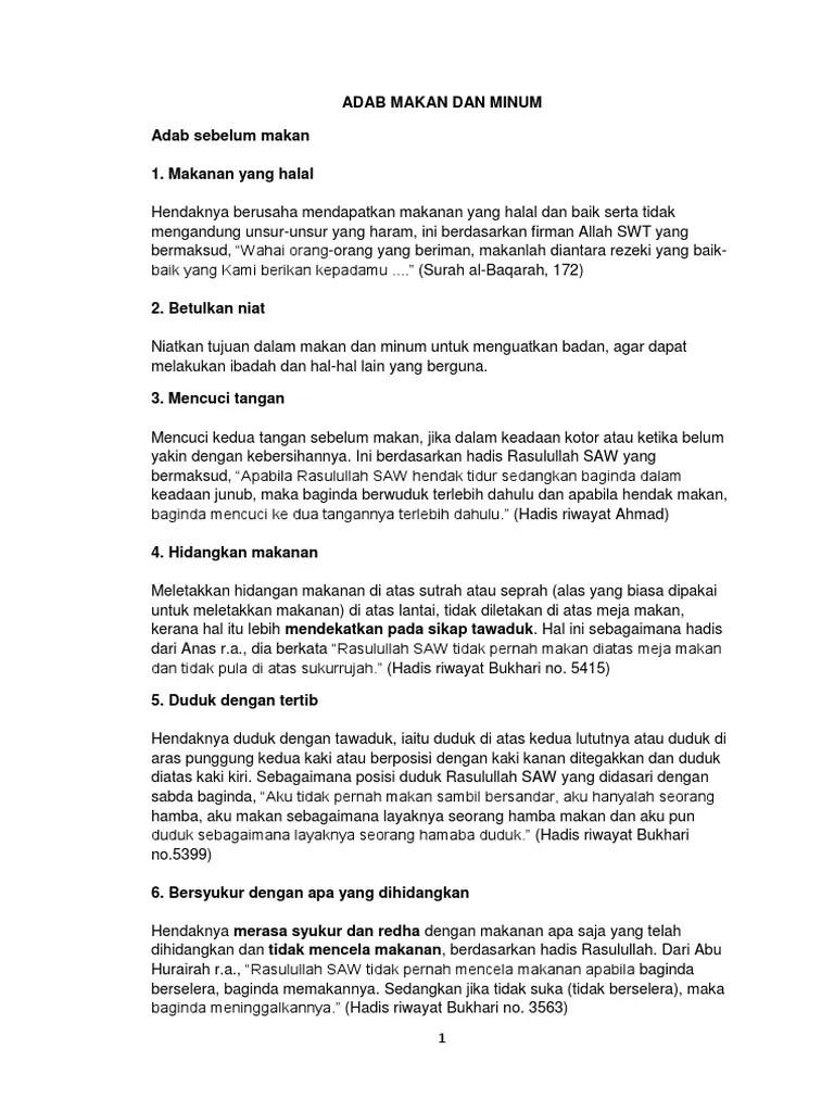 Adab Makan Dan Minum | PDF