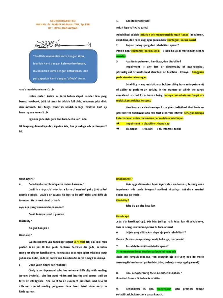 Neurorehabilitasi (Irvan&amp;azwar)