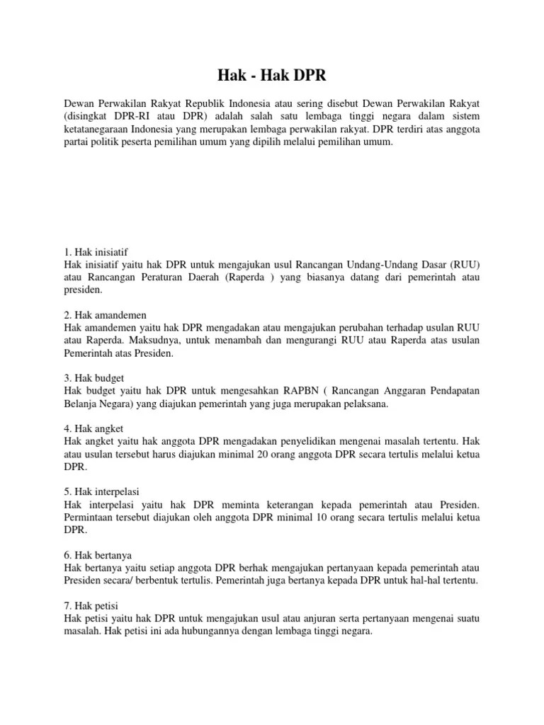 Hak - Hak DPR | PDF