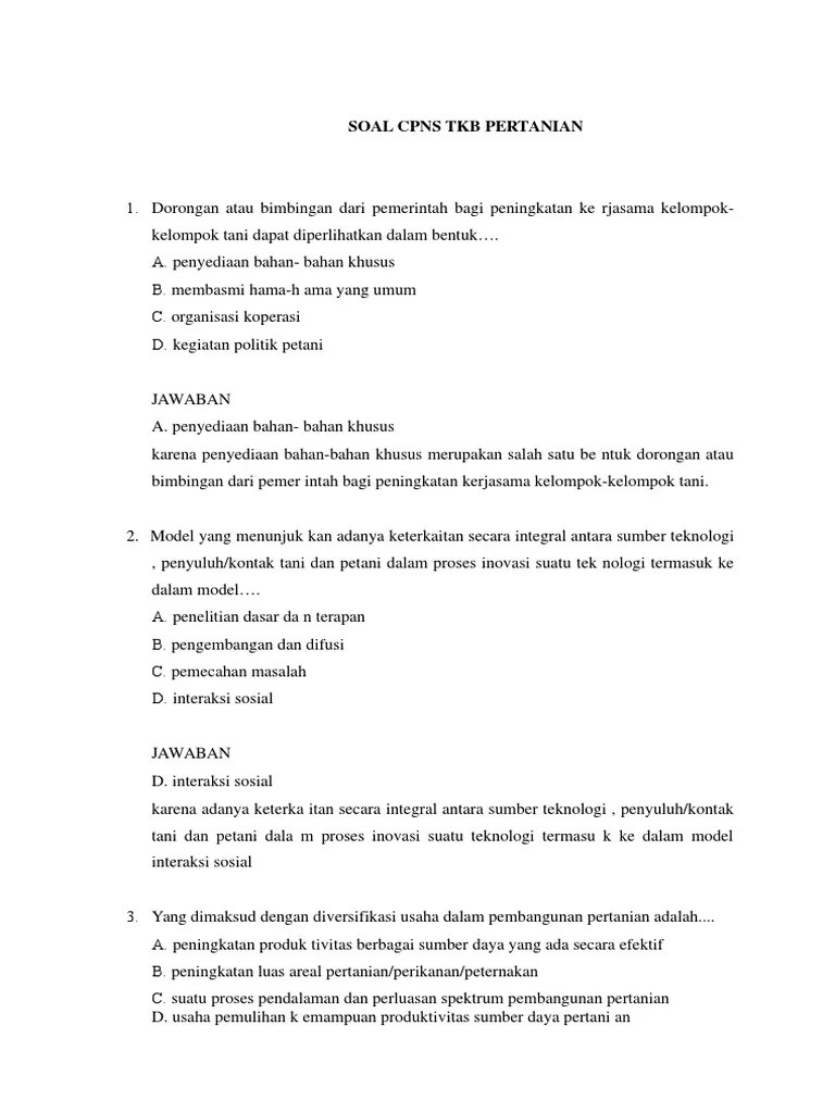 Soal TKB Pertanian | PDF