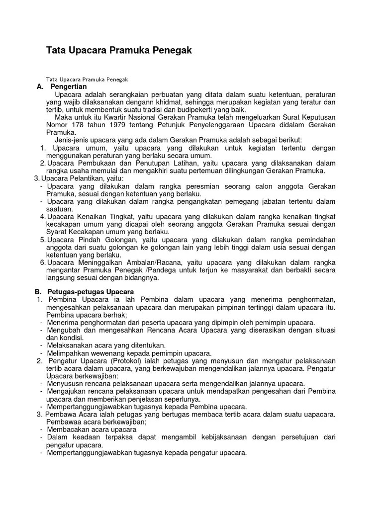 Tata Upacara Pramuka Penegak | PDF